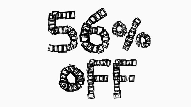 Black 56 Percent Off Animation On White Background For Sale And Business Concept
