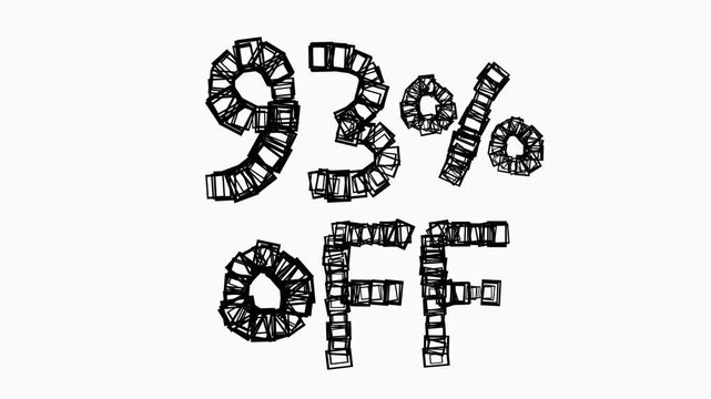 Black 93 Percent Off Animation On White Background For Sale And Business Concept
