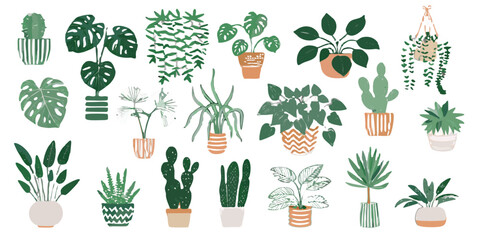 A variety of potted houseplants arranged against a dark background © Sourav