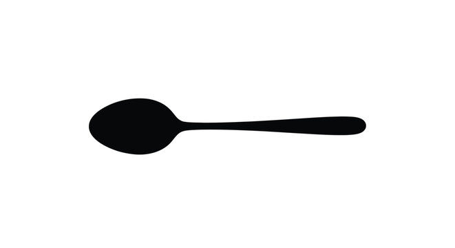 Simple black silhouette of a teaspoon on a white background