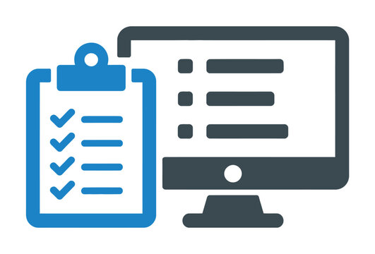 Clipboard Checklist with Computer Task Management Icon