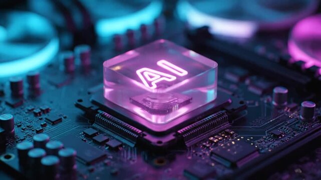 AI chip on circuit board.