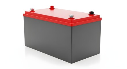 Large industrial battery unit with red terminals for heavy-duty energy storage applications