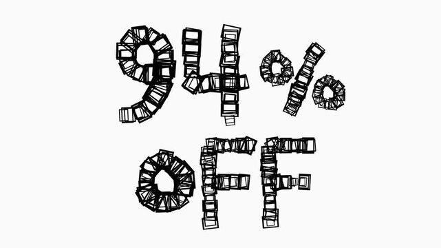 Black 94 Percent Off Animation On White Background For Sale And Business Concept
