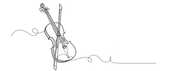 violin line art style drawing. Vector eps. A minimalist line art illustration of a violin. © Afandi