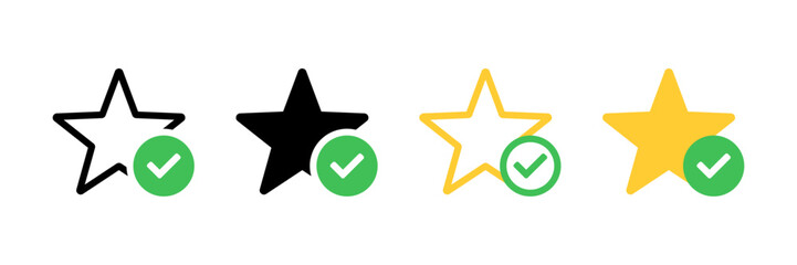Star with check mark. Best valuation. Features icon. Representing favorite, rating, success, achievement, and best choice vector icon © Khuki