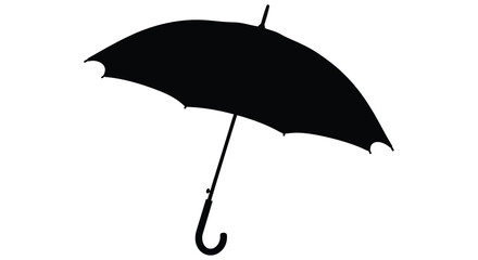 A striking black umbrella is displayed against a plain white background exhibiting a bold minimalist silhouette high quality professional detailed modern © ArtBySalea07