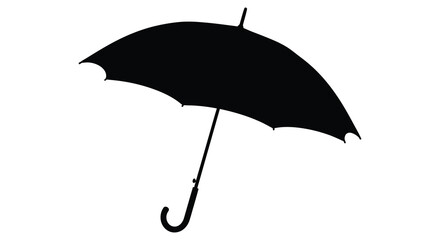 A striking black umbrella is displayed against a plain white background creating a bold visual contrast a silhouette high quality © ArtBySalea07