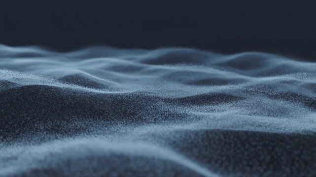 Thin spread micro particles gently shifting wind like horizontal drift quiet cinematic surreal ethereal ambience cascading softly glowing futuristic abstract unique style variation one