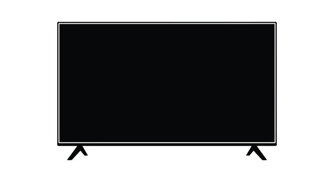 A minimalist depiction of a modern flat screen television with simple legs presented as a stark silhouette high quality professional detailed elegant