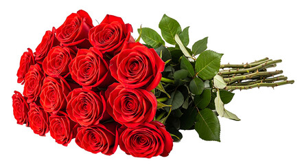 A vibrant bouquet of deep red roses arranged beautifully in a lush display. isolated on transparent background © Robu_insta_photo