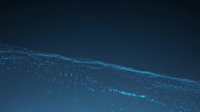 Sparse scattering neon blue micro particles drifting slow arcs quiet atmospheric futuristic cinematic surreal ethereal ambience cascading softly glowing abstract unique style variation two