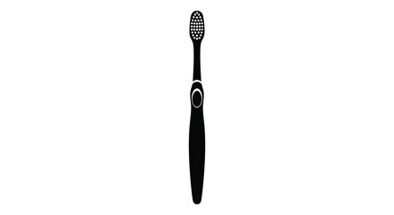 A stark black silhouette of a modern electric toothbrush stands isolated on a clean white background silhouette high quality professional detailed © ArtBySalea07