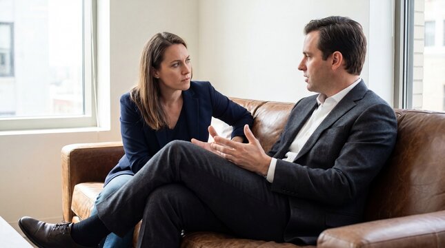 Team leader listening intently to employee during conversation