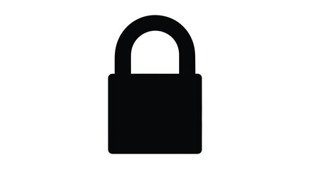 Fototapeta premium A stark black padlock is displayed against a plain white background offering a symbol of security and privacy silhouette high quality