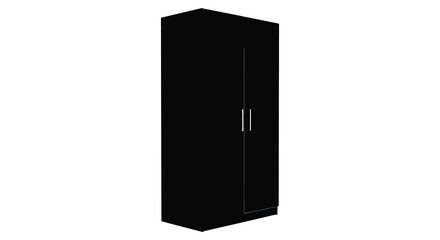 A stark black wardrobe stands isolated against a white background its form defined by clean lines and a bold silhouette © ArtBySalea07