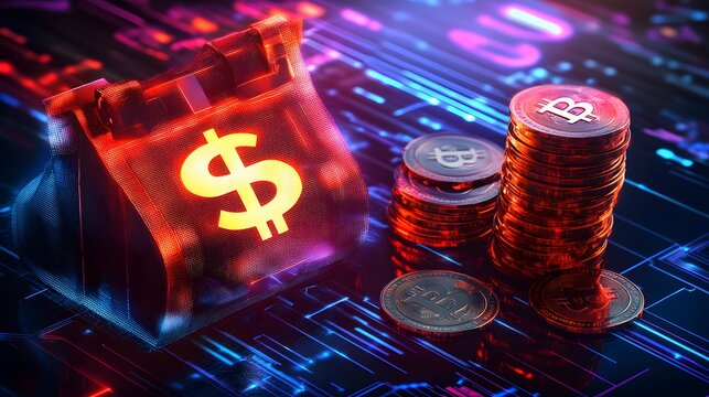 Digital currency and gold bars on circuit board high resolution photo