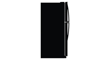 A stark black refrigerator stands prominently against a white background a modern appliance design in silhouette high quality professional detailed elegant © ArtBySalea07