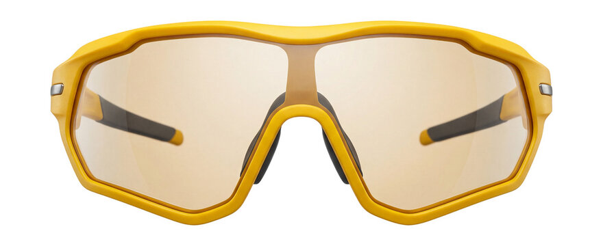 Cycling glasses with yellow frame and interchangeable lenses