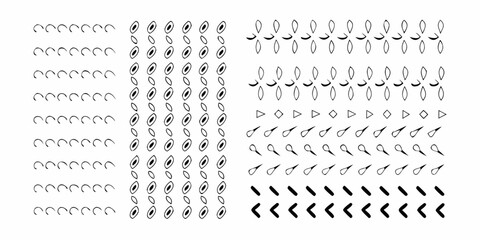 Arrangement of stylized snail shells and abstract geometric shapes © Roni