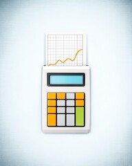 Accounting payroll system concept, A colorful calculator displaying a positive trend graph.