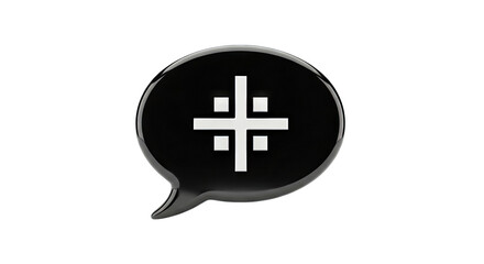 Obraz premium Black Speech Bubble with White Geometric Symbol