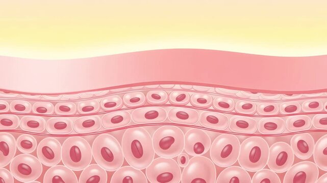 Closeup microscopic view of human skin cells with detailed cellular structure and vibrant pink Ai HD video.
