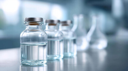 Reagent bottles placed on laboratory table arrangement, chemical storage organization, scientific equipment display, research workspace setup, pharmaceutical supplies, glass contai
