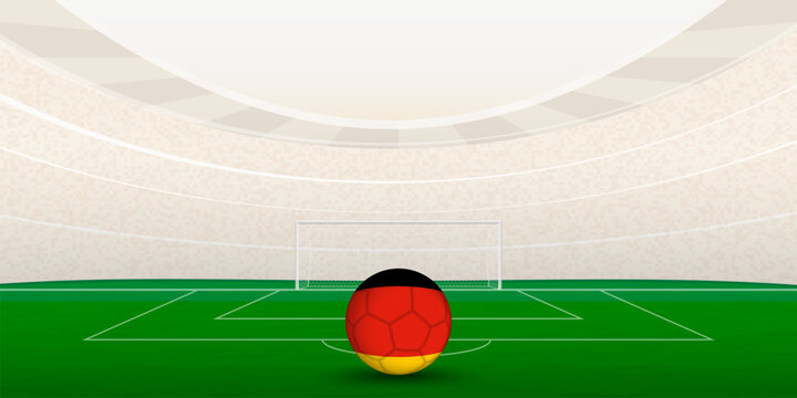 German Football Stadium with National Flag Soccer Ball. 