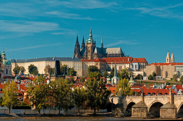 Sunlit Charles Bridge In Prague Showcases Centuries Of Cultural And Architectural Splendor