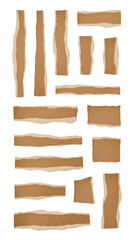 Ripped paper strips collection isolated on transparent background