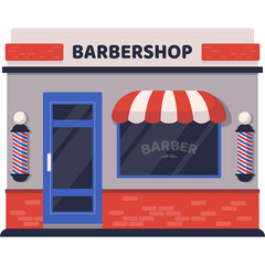 Classic Barbershop Storefront Illustration
