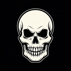 Obraz premium White Skull Illustration on Black Background.