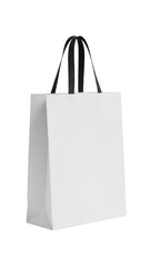 White shopping bag with black handles isolated on transparent background
