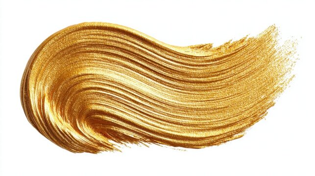 Golden paint stroke on white background