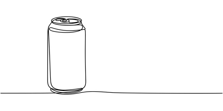 diet pepsi soda can continuous one line drawing,  self drawing of single continuous line draw stylized soft drink on aluminium can logo label. Emblem drink store concept. Full length