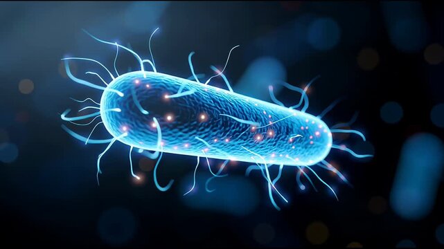A close look at bacteria under advanced imaging technology. It highlights the shape and movement of these tiny organisms in a laboratory. The observed details help in understanding their role in vario
