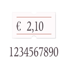Price tag euro with digit number set isolated on white background. Empty paper sticker, label, badge for different goods and products. Realistic vector illustration.