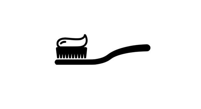 Cute toothbrush icon with toothpaste for kids dental care oral hygiene educational vector illustration