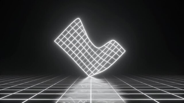 White neon glow grid floating darkness forming soft diagonal wave patterns clean futuristic cinematic surreal ethereal ambience cascading softly glowing abstract unique style