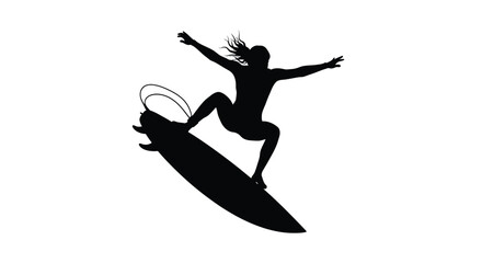 Surfer riding a wave with arms raised a striking silhouette © MK2.00