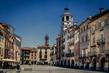 Santorre di Santarosa square in the center of Savigliano, Cuneo, Italy.