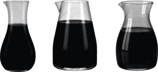 Teardrop Laboratory Flask Silhouette with Halftone Texture Vector, Minimal Teardrop Glass Flask Silhouette Halftone Effect