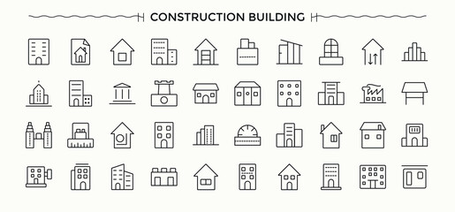 Construction Tools icon collection. Build icon set. Outline icons pack. Pack of construction, mechanic, work, tool, build and more. Editable stroke vector art.