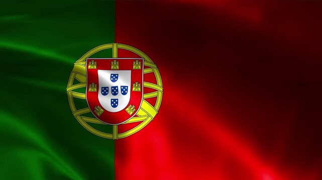 Realistic Portugal National Flag Waving in Close-up - Symbolic Motion Graphic for Travel, Culture, and World Cup 2026