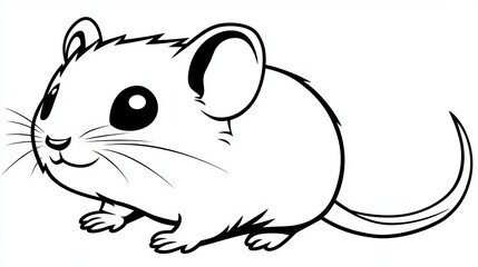 Obraz premium Cute Cartoon Mouse Character Illustration in Simple Outline Style for Kids and Animal Lovers