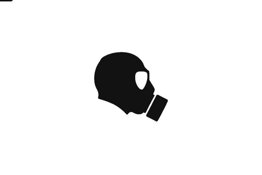 Safety Equipment Silhouette: A minimalist monochrome depiction of a gas mask, conveying a sense of protection and preparedness.