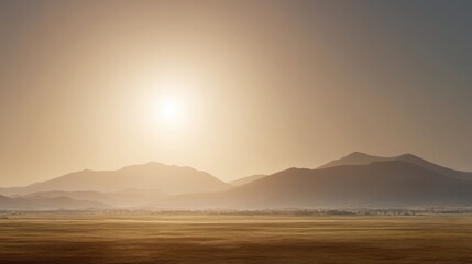 Serene Sunrise Over Mountain Landscapes with Soft Golden Hues