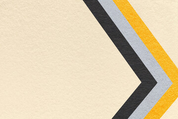 Fototapeta premium Light beige paper texture background with yellow black chevron stripes and copy space for banner, presentation, template