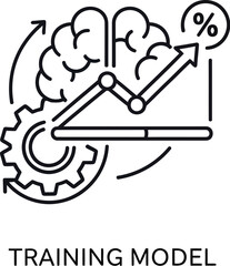 Obraz premium Training Model Illustration Featuring Brain, Gear, and Statistical Graph with Percentage